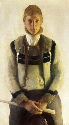Porträtt Av Breton Som Håller Ett Ljus