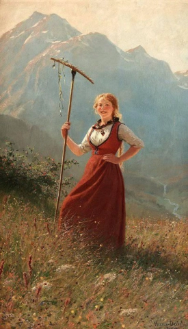 Девушка в пейзаже фьорда