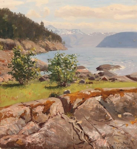 Mountain Scenery Near A Lake 1911