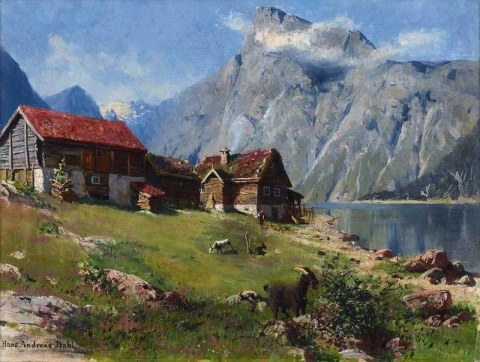 Норвежский фьорд с козами