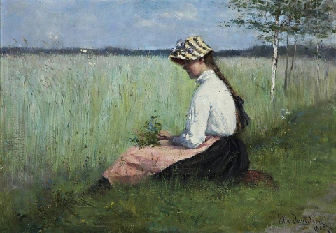 Jente på en eng