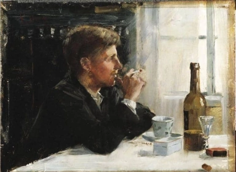 テーブルに座る男性 1886