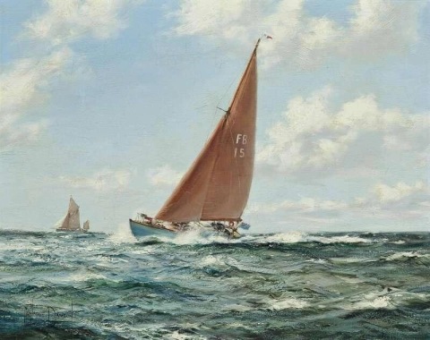 De Engelse folkboot Martha Mcgilda, aan de wind getrokken in een frisse bries