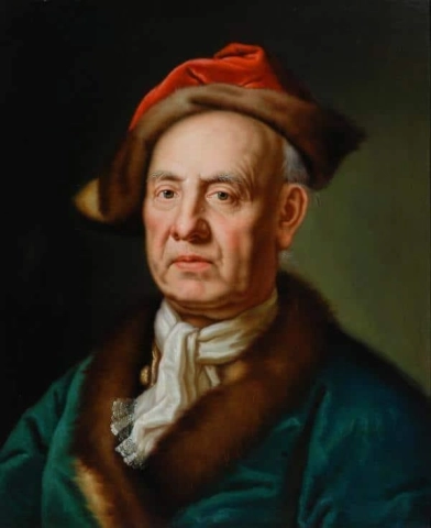 Retrato de un hombre con un sombrero adornado con pieles