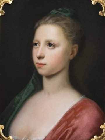 Porträt einer jungen Dame mit grünem Haartuch