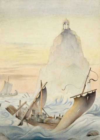 Skeppsvrakens ö från den fjärde resan av Sinbad sjömannen