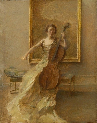 Nainen sellolla ennen vuotta 1920