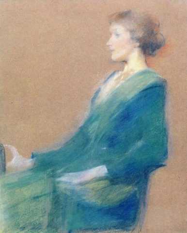 Sittende kvinne i profil ca. 1900