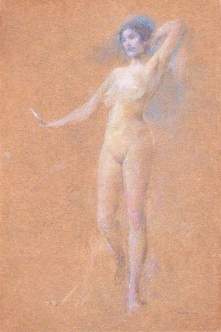 Stående nakenfigur av en jente