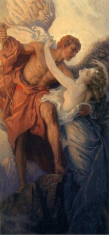 《白天和黎明之星》的油画素描，约 1906 年