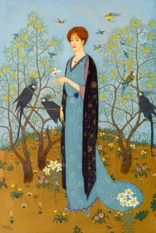Retrato de una mujer en un jardín 1917