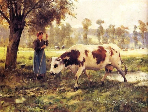 牧草地の牛たち