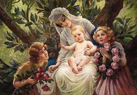 En blomsterhyllest til en mor og et barn