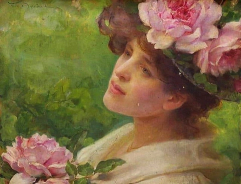 Head Of A Woman With Peonies