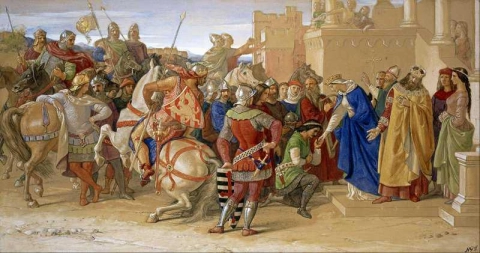 I cavalieri della tavola rotonda in procinto di partire alla ricerca del Santo Graal 1849