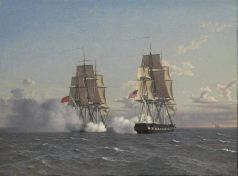 Schlacht zwischen der englischen Fregatte Shannon und der amerikanischen Fregatte Chesapeak
