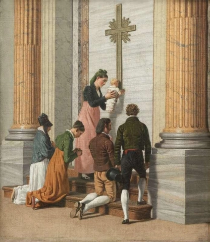 Devotion By The Holy Door Of St. Peter S Basilica Ca. 1814