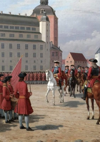 Kuningas Frederick IV hevosen selässä