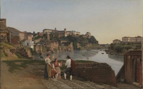 View Of The Tiber Towards The Aventine Hill In Rome Ca. 1815