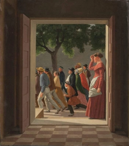 View Through A Door To Running Figures 1845