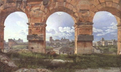 Вид на Экерсберг Cw через три северо-западные арки Колизея