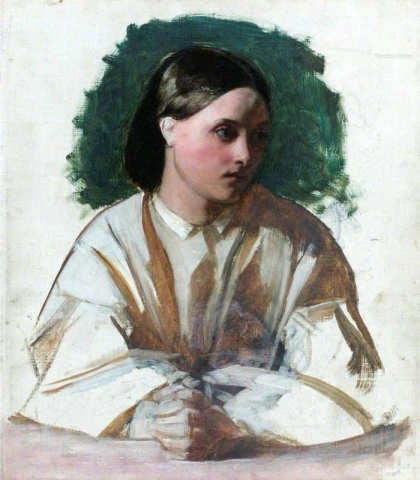 Una niña con las manos juntas 1850