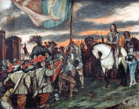 Charles I höjer sin standard i Nottingham 1852