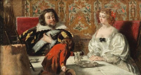 Hudson viihdyttämässä Charles I:tä ja Henrietta Mariaa