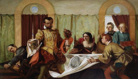 Szene aus Der Widerspenstigen Zähmung 1860