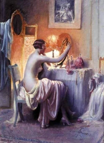 Vrouw in haar boudoir