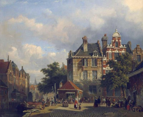 En nederlandsk gatescene 1858