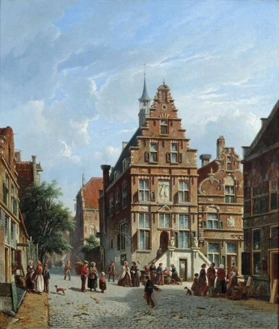 Een zicht op het stadhuis Oudewater