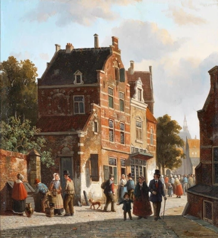 Figures In A Busy Street 1853