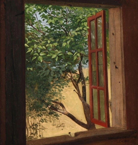 Uma vista de uma janela aberta