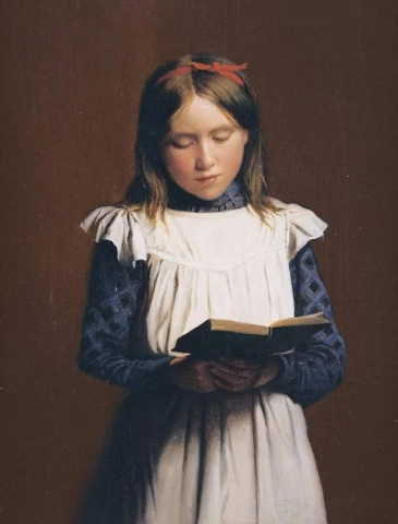Retrato de Gudrun, de 13 años, leyendo