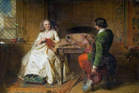 凯瑟琳·西顿 (Catherine Seyton) 和罗兰·格雷姆 (Roland Graeme) 出自沃尔特·斯科特爵士 S The Abbot 1863