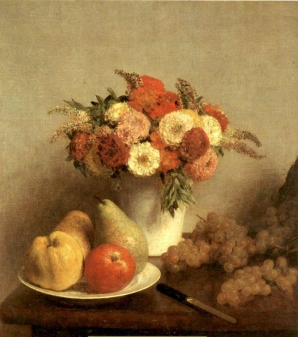Fantin-latour Henri Kukkia ja hedelmiä