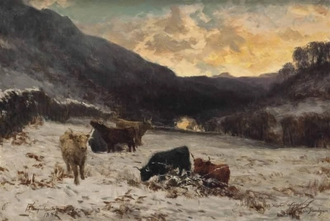 スコットランドのグレン・ライオンの冬の午後 1880