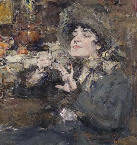 Die Maniküre. Porträt von Mademoiselle Girmond 1917