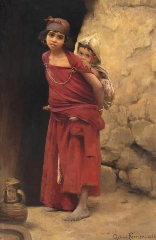 Ein junges algerisches Mädchen, das ein Kind trägt, 1883