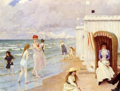 1900 年のビーチでの一日