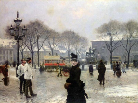 A Winter S Day On Kongens Nytorv Copenhagen 1888