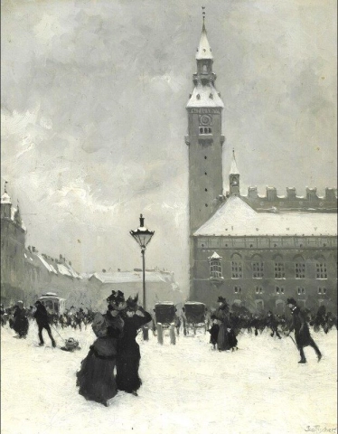 I København på en snørik dag