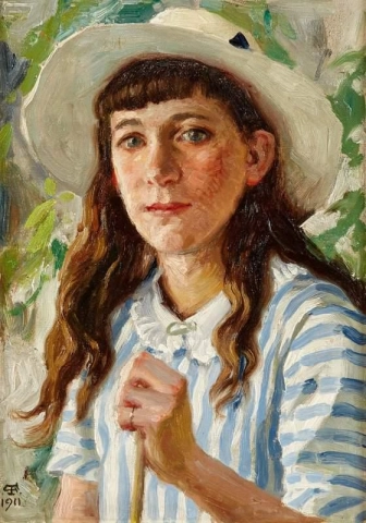 Portrait Of Girl In A White Hat