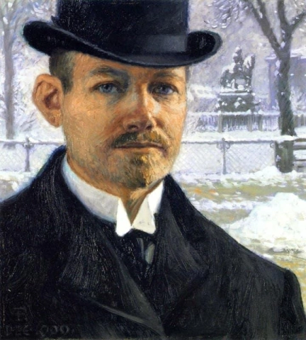 Autorretrato Nytorv en invierno de 1909