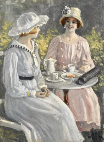 Te i trädgården 1917