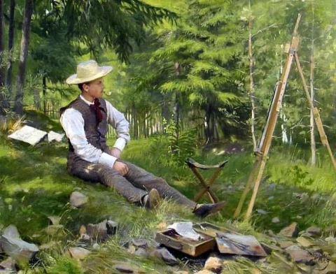 The Artist Painting En Plein Air 1890