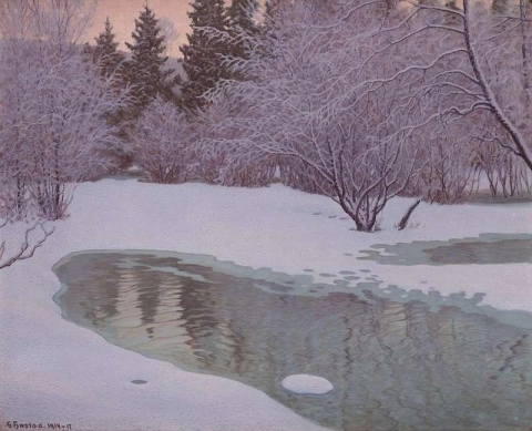 مشهد الشتاء المبكر من Duved Jamtland في شمال السويد