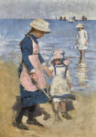 Barn på stranden Cancale 1891