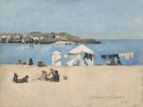 Crianças na praia St Ives 1886
